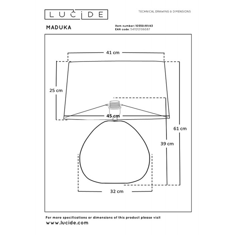 Настільна лампа Lucide 10550/81/43 Maduka