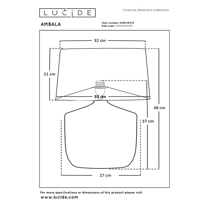 Настольная лампа Lucide 10551/81/73 Ambala