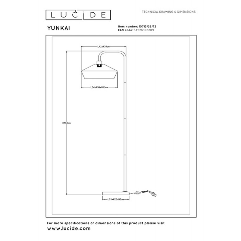 Торшер Lucide 10713/28/72 Yunkai