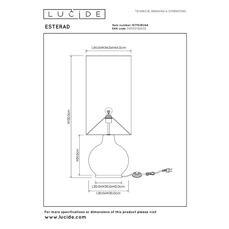 Торшер Lucide 10719/81/44 Esterad