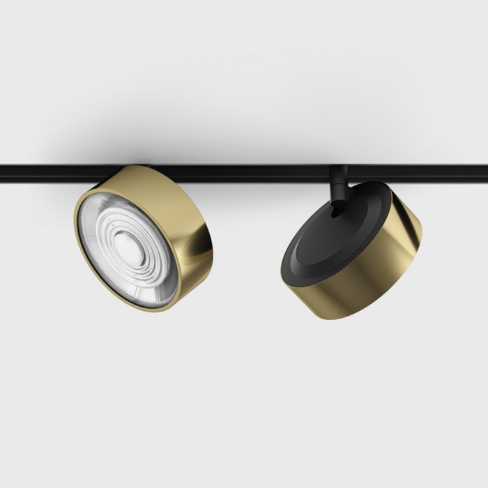 Светильник прожекторный LTX IN_LINE SOL, 2-х групповой, ON/OFF, D95mm, H33mm, LED 10.8W, 4000K, латунь/черный (06.9533.14.940.BR/BK.2G)