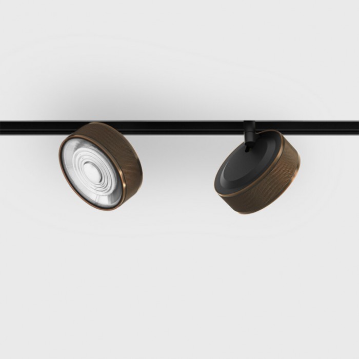 Світильник прожекторний LTX IN_LINE SOL MINI, 2-х групний, ON/OFF, D75mm, H26mm, LED 6.3W, 4000K, мідь/чорний (06.7526.7.940.CPG/BK.2G)