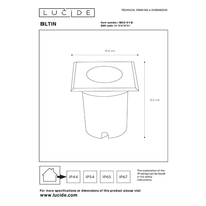 Грунтовий світильник Lucide 11800/01/12 Biltin