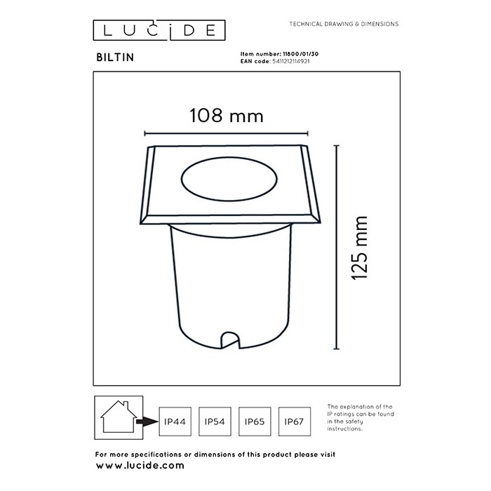 Грунтовий світильник Lucide 11800/01/30 Biltin