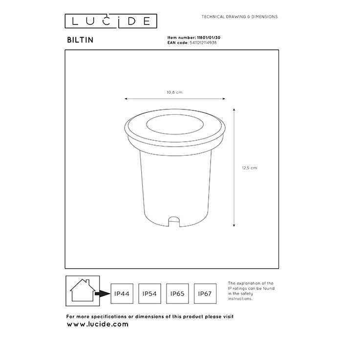 Грунтовий світильник Lucide 11801/01/30 Biltin