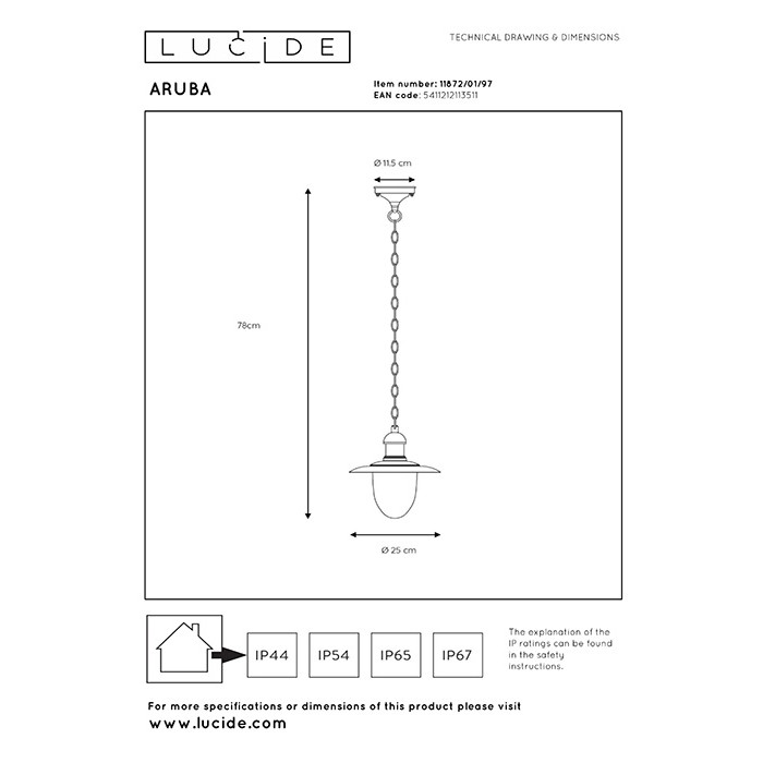 Підвісний світильник Lucide 11872/01/97 Aruba