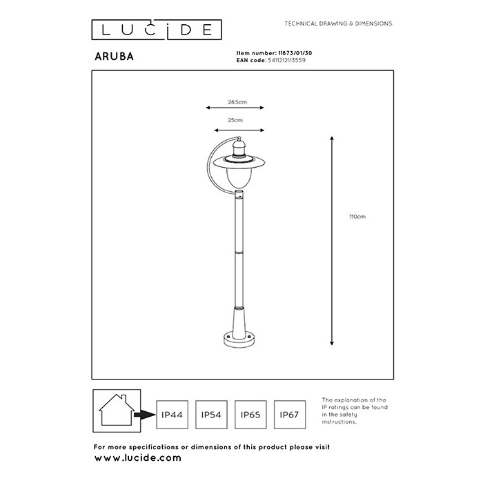 Ліхтарний стовп Lucide 11873/01/30 Aruba