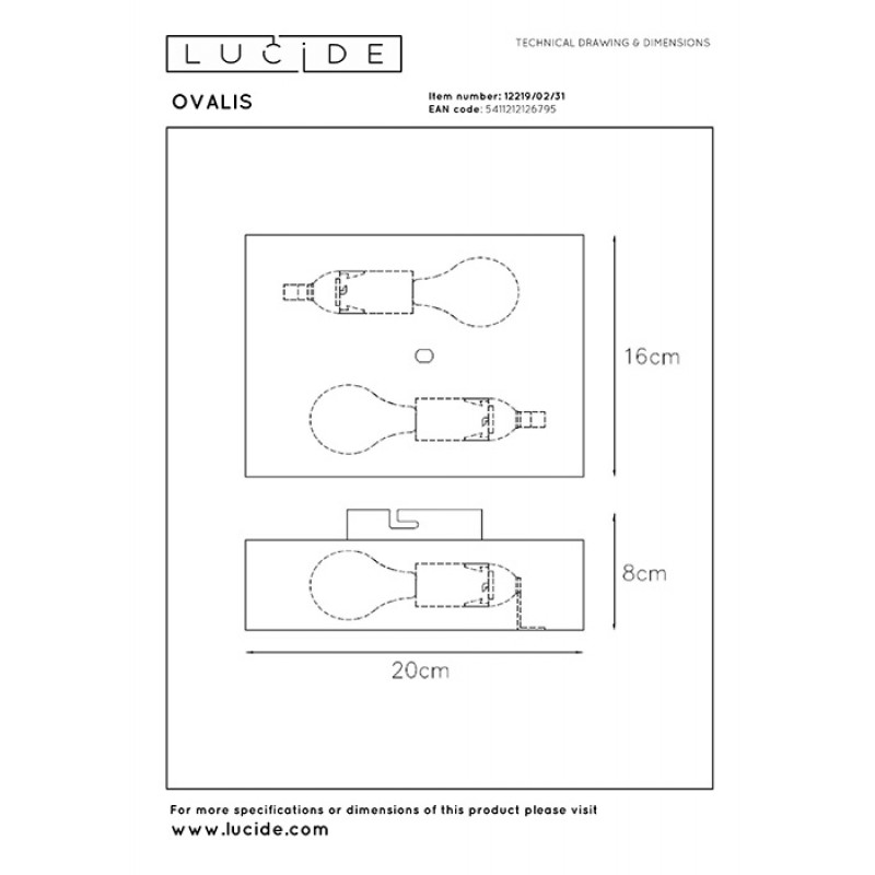 Настенный светильник Lucide 12219/02/31 Ovalis