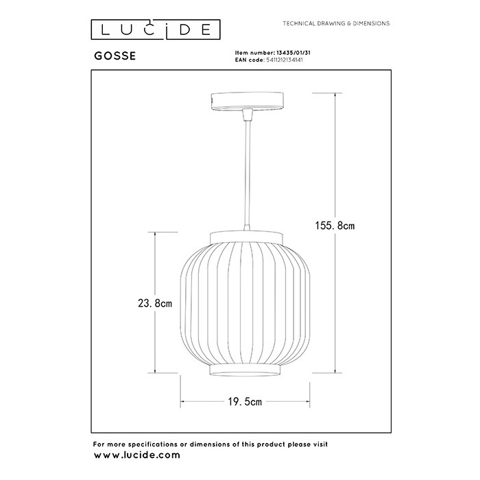 Підвісний світильник Lucide 13435/01/31 Gosse