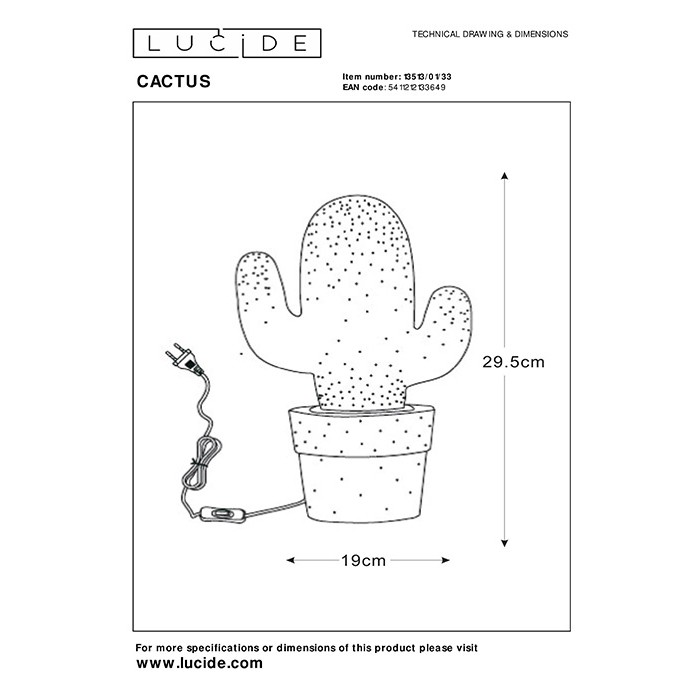 Настольная лампа Lucide 13513/01/33 Cactus