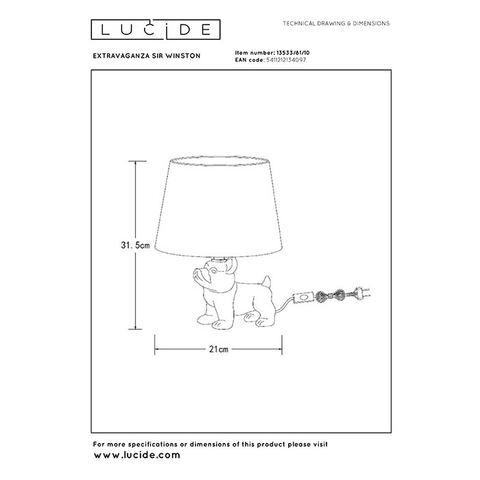 Настольная лампа Lucide 13533/81/10 Extravaganza sir winston