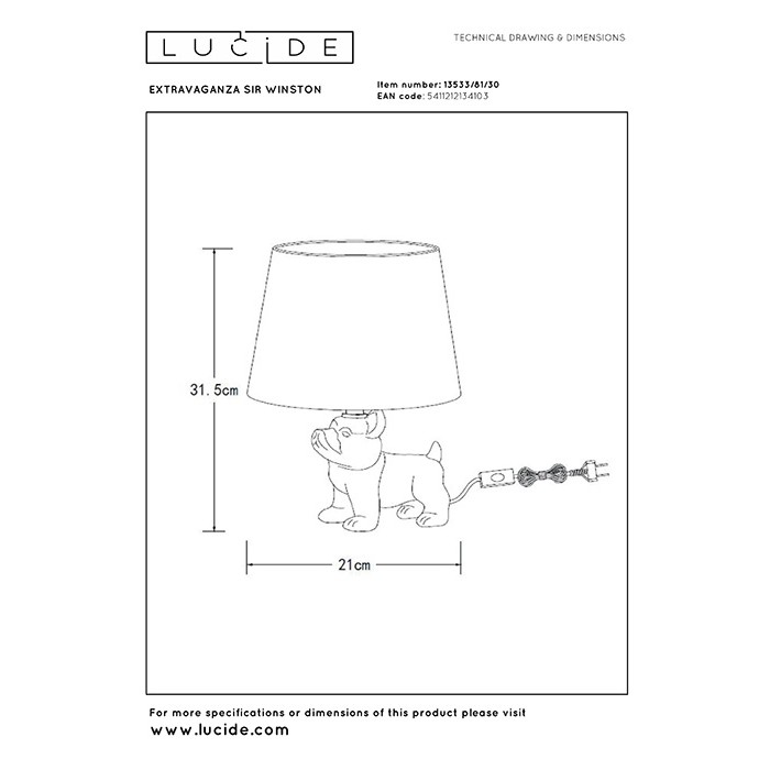 Настольная лампа Lucide 13533/81/30 Extravaganza sir winston