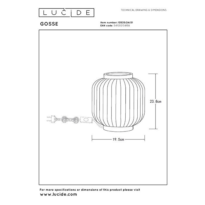 Настільна лампа Lucide 13535/24/31 Gosse