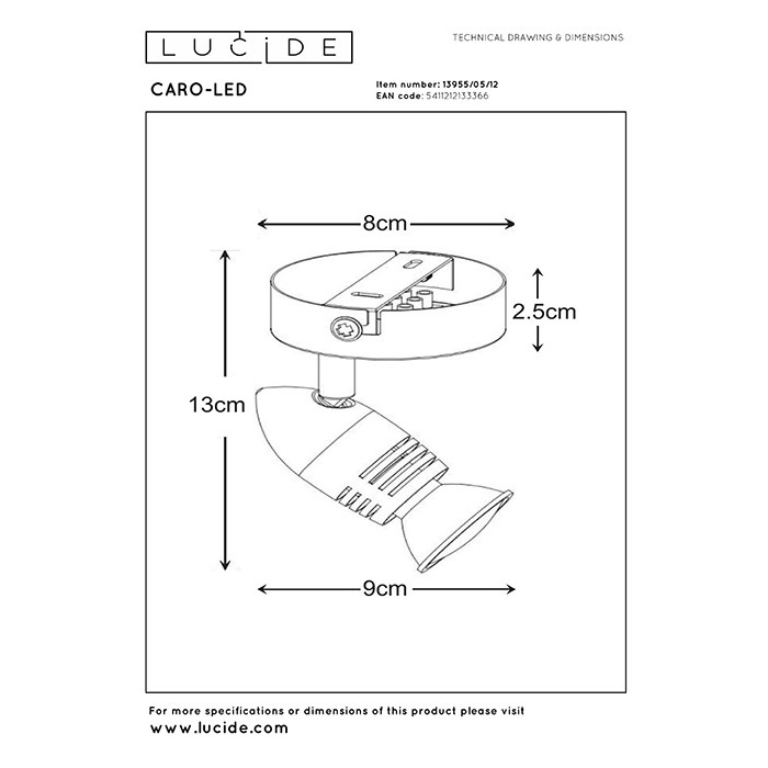 Спот Lucide 13955/05/12 Caro-LED