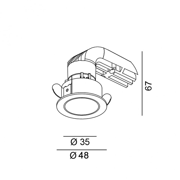 Светильник встраиваемый потолочный LTX NANO R, D48мм, H67мм, LED 8W 4000K, черный/латунь (01.3910.8.940.BK/BR)