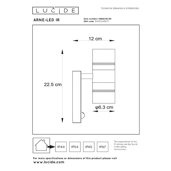 Настенный светильник Lucide 14866/10/30 Arne-LED
