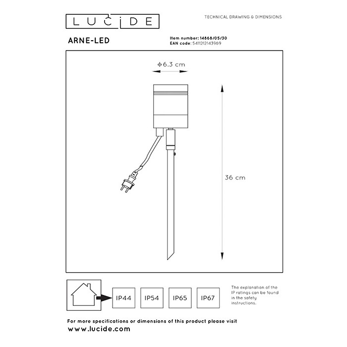 Спот - Lucide 14868/05/30 Arne