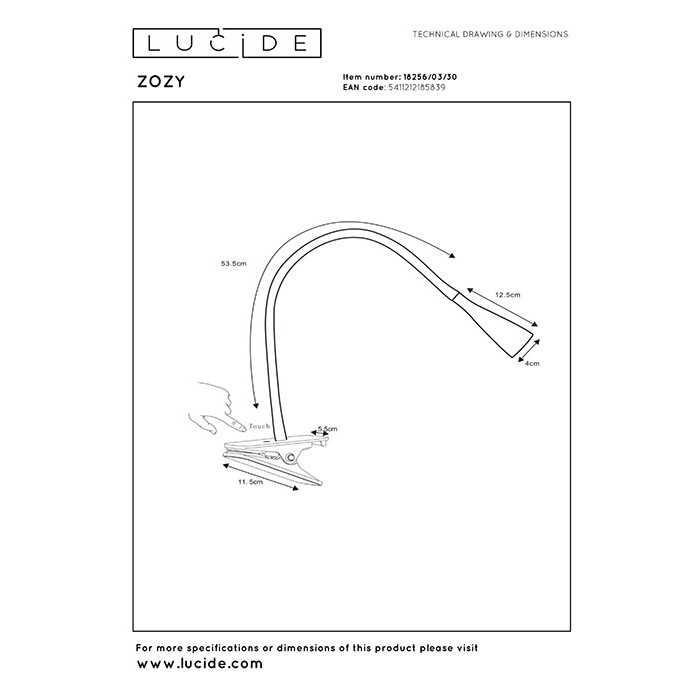 Настольная лампа Lucide 18256/03/30 Zozy, 4 Вт, 250 лм, 3000K