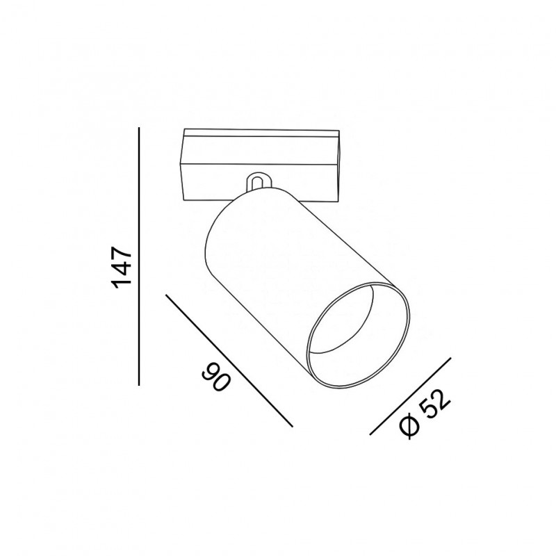 Світильник прожекторний LTX IN_LINE TUB MA 90, D52, H90mm, LED 10.8W, 3000К, хром/чорний (06.0591.14.930.CR/BK)