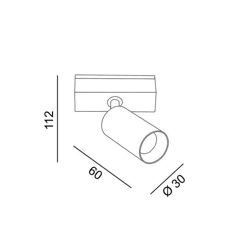 Світильник прожекторний LTX IN_LINE TUB S A 60, D30mm, H60mm, LED 5.4W, 3000К, латунь/чорний (06.0361.8.930.BR/BK)
