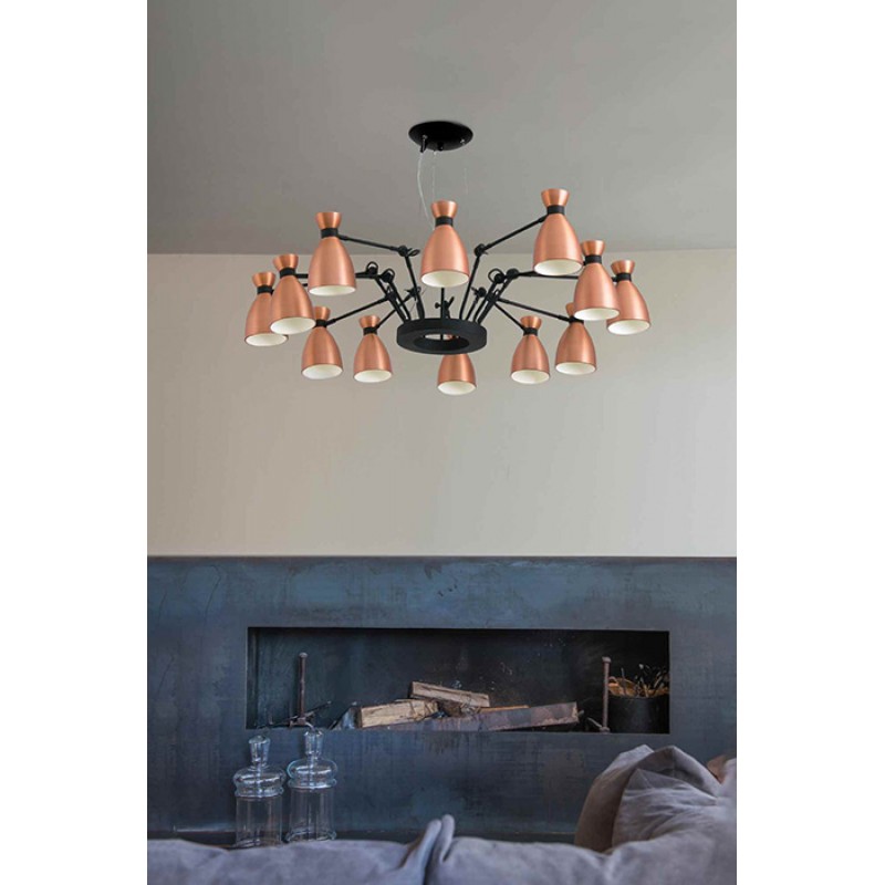 Люстра - Faro 20047 Retro 12L Copper pendant lamp