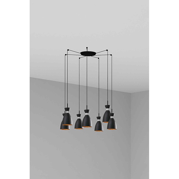 Люстра - Faro 20050-7L Retro 7L Black and copper pendant lamp