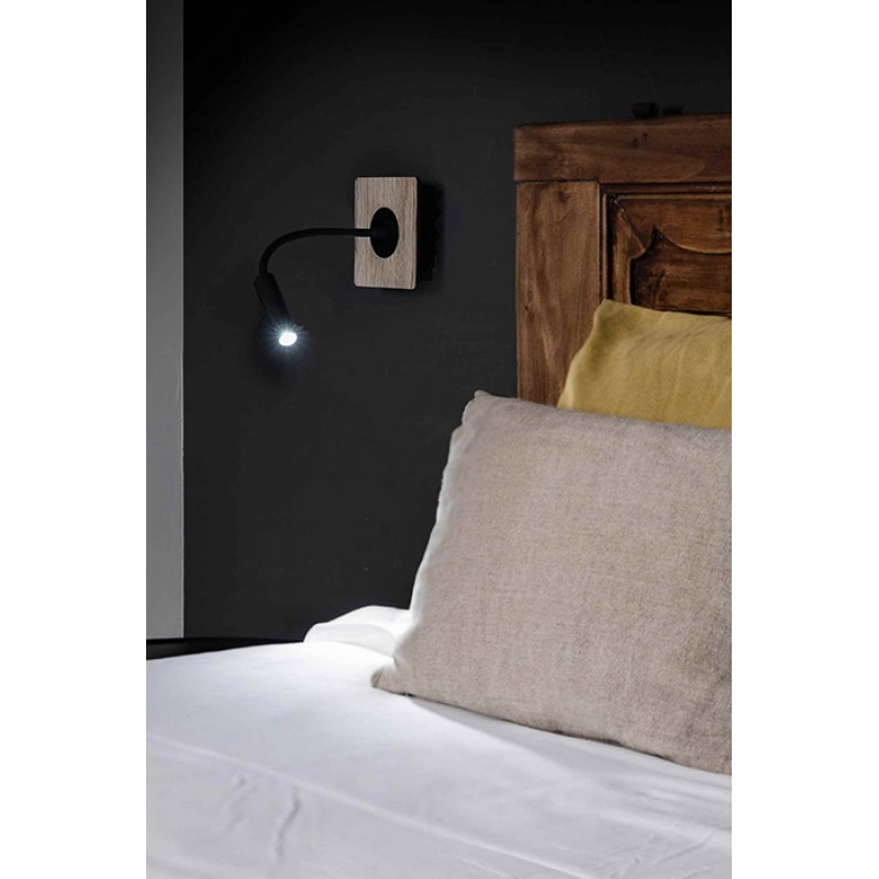 Спот Faro 20060 MOOD SQ Black and wood reader lamp, 2 Вт, 105 лм, 3000K