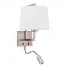 Бра - Faro 20172-01 Frame Matt nickel/white wall lamp with reader