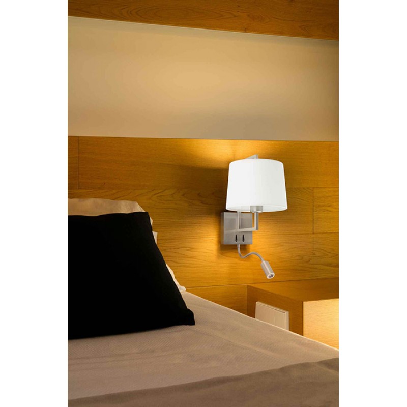 Бра - Faro 20172-01 Frame Matt nickel/white wall lamp with reader