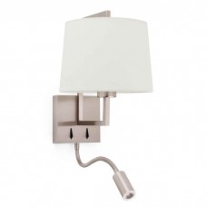 Бра - Faro 20172-02 Frame Matt nickel/beige wall lamp with reader