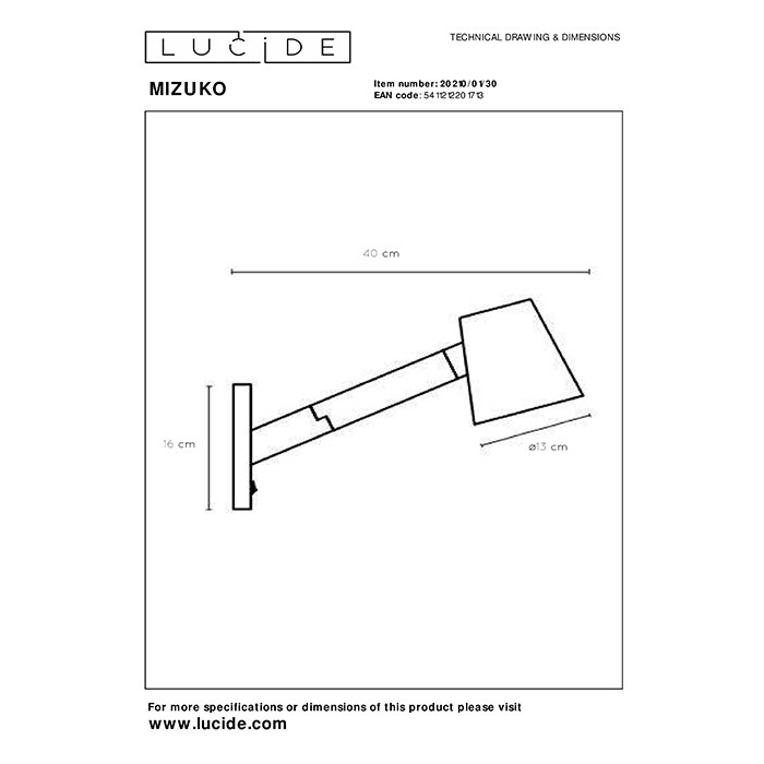 Бра Lucide 20210/01/30 Mizuko