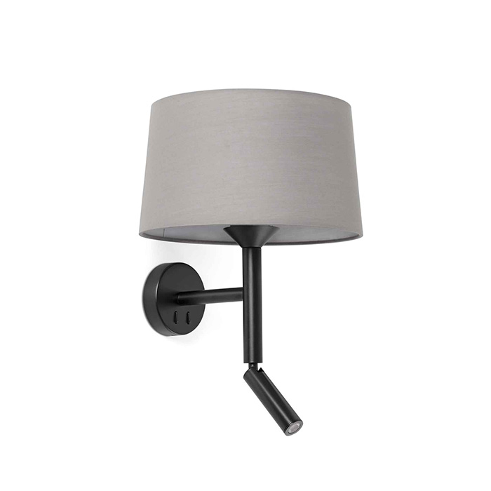 Бра Faro 20223-129 Windsor Wall Lamp Con Lector Black Scr. Gray 1xE27