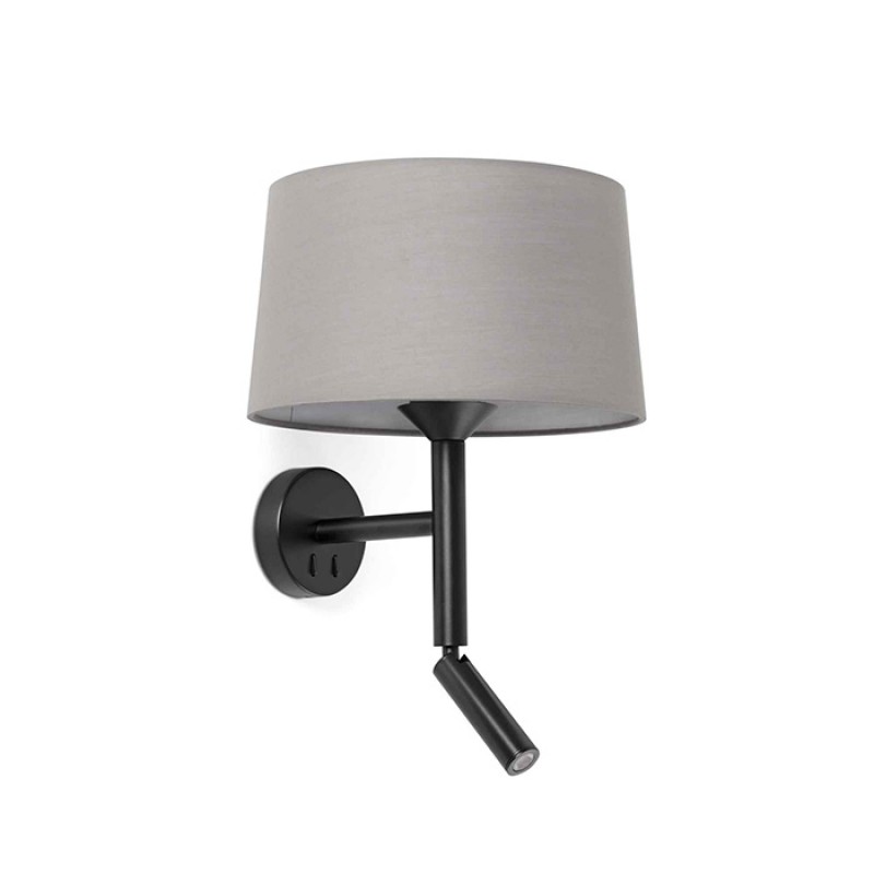 Бра - Faro 20223-129 Windsor Wall Lamp Con Lector Black Scr. Gray 1xE27