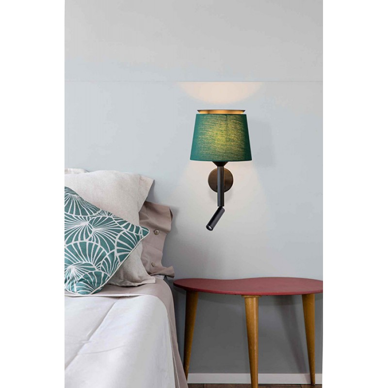 Бра - Faro 20303-94 SAVOY Black/green wall lamp with reader