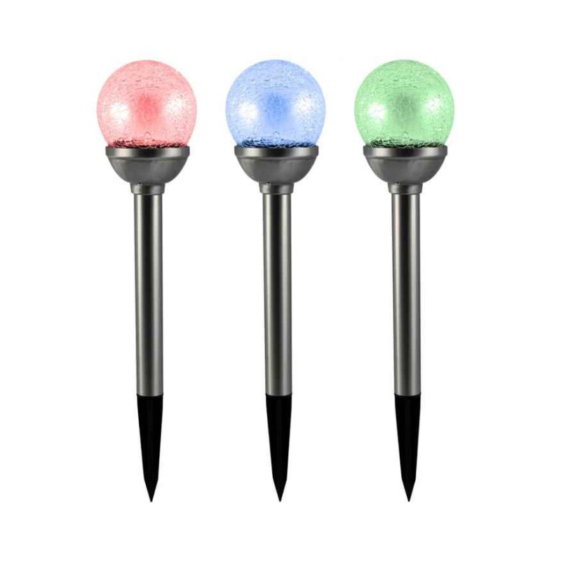 Вуличний світильник на сонячній батареї Goldlux 207630 Ball LED RGB IP44 сріблястий