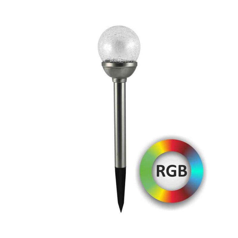 Вуличний світильник на сонячній батареї Goldlux 207630 Ball LED RGB IP44 сріблястий