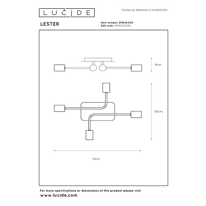 Люстра Lucide 21118/04/30 Lester