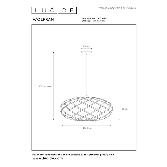 Подвесной светильник Lucide 21417/65/02 Wolfram