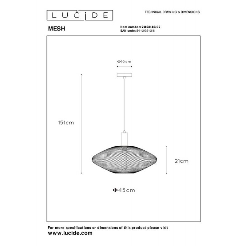 Підвісний світильник Lucide 21423/45/02 Mesh