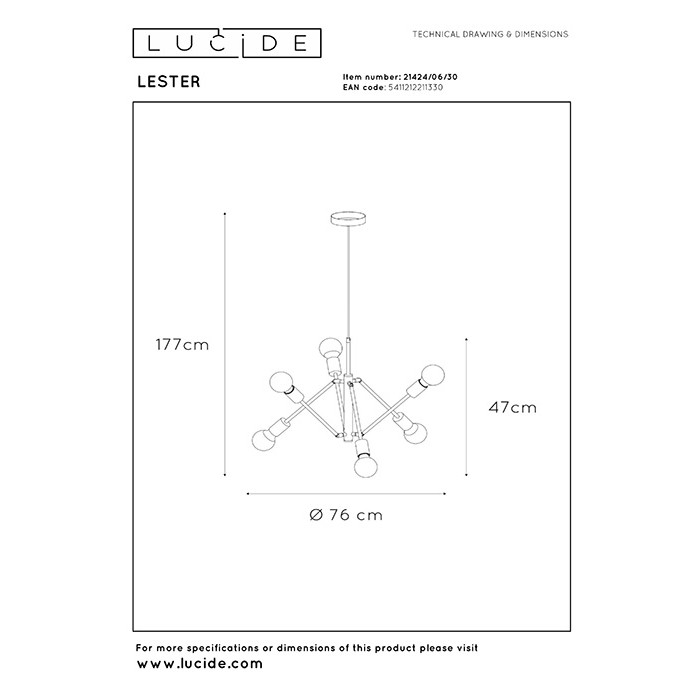 Люстра Lucide 21424/06/30 Lester