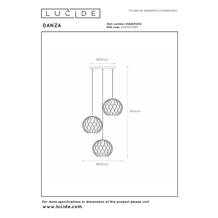 Підвісний світильник Lucide 21428/13/02 Danza