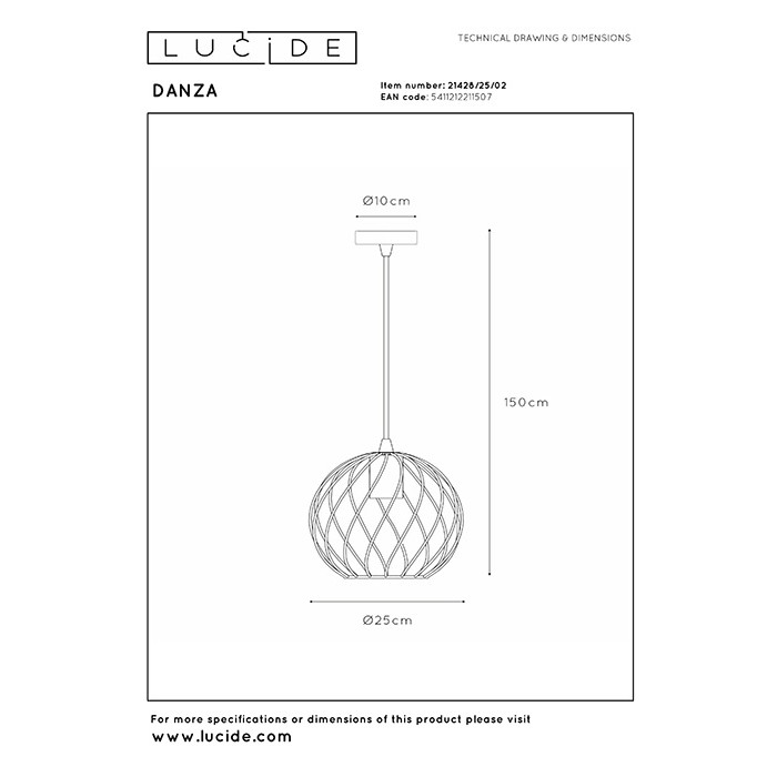 Підвісний світильник Lucide 21428/25/02 Danza