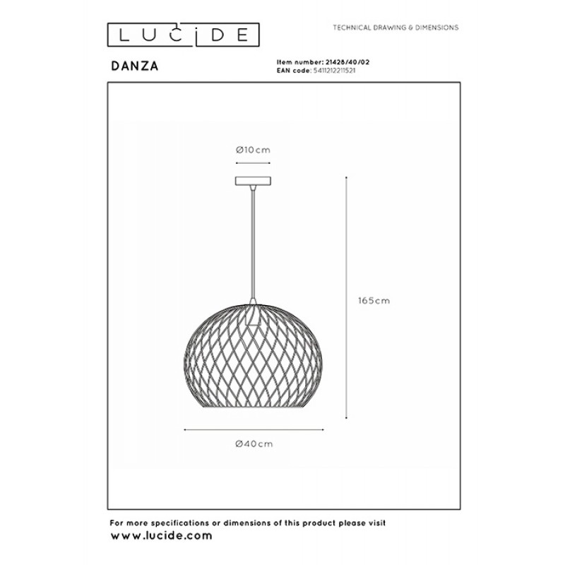 Подвесной светильник Lucide 21428/40/02 Danza