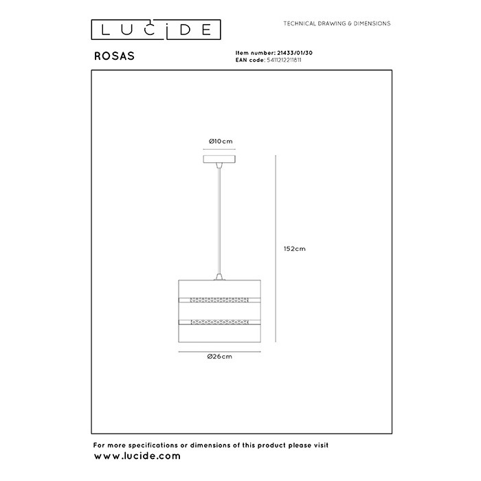 Підвісний світильник Lucide 21433/01/30 Rosas