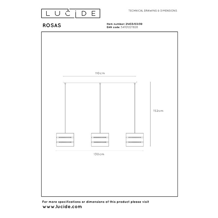 Підвісний світильник Lucide 21433/03/30 Rosas