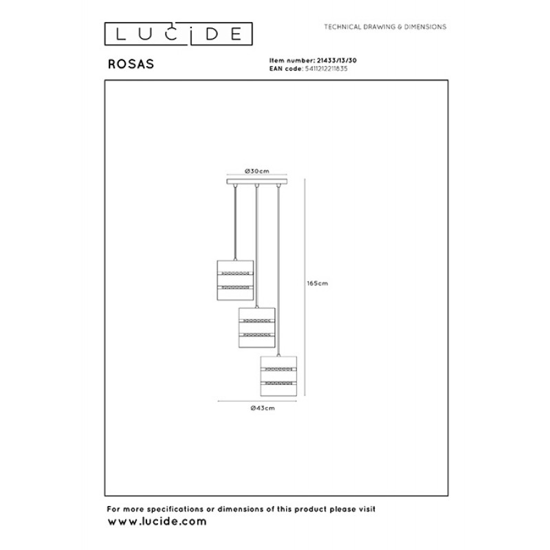 Подвесной светильник Lucide 21433/13/30 Rosas