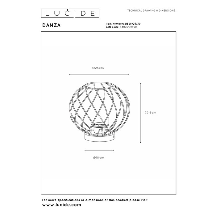 Настільна лампа Lucide 21528/25/30 Danza