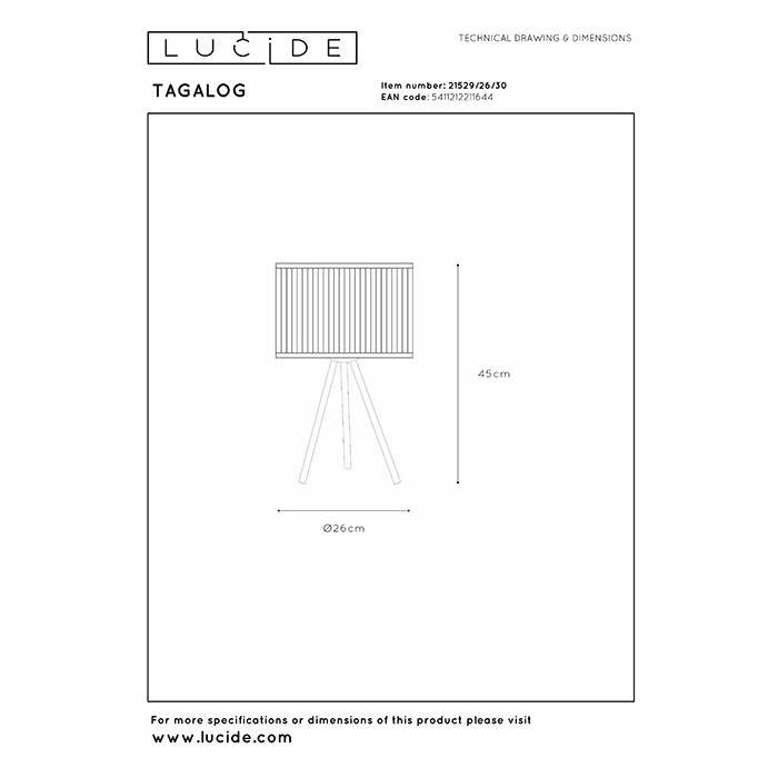 Настольная лампа Lucide 21529/26/30 Tagalog