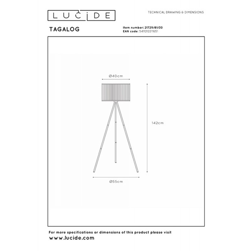 Торшер Lucide 21729/81/30 Tagalog