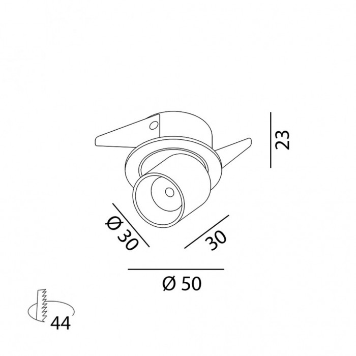 Точковий світильник LTX 01.0303.4.930.BR/BK Tub Out Sol Surf Mini, 4 Вт, 340 лм, 3000K